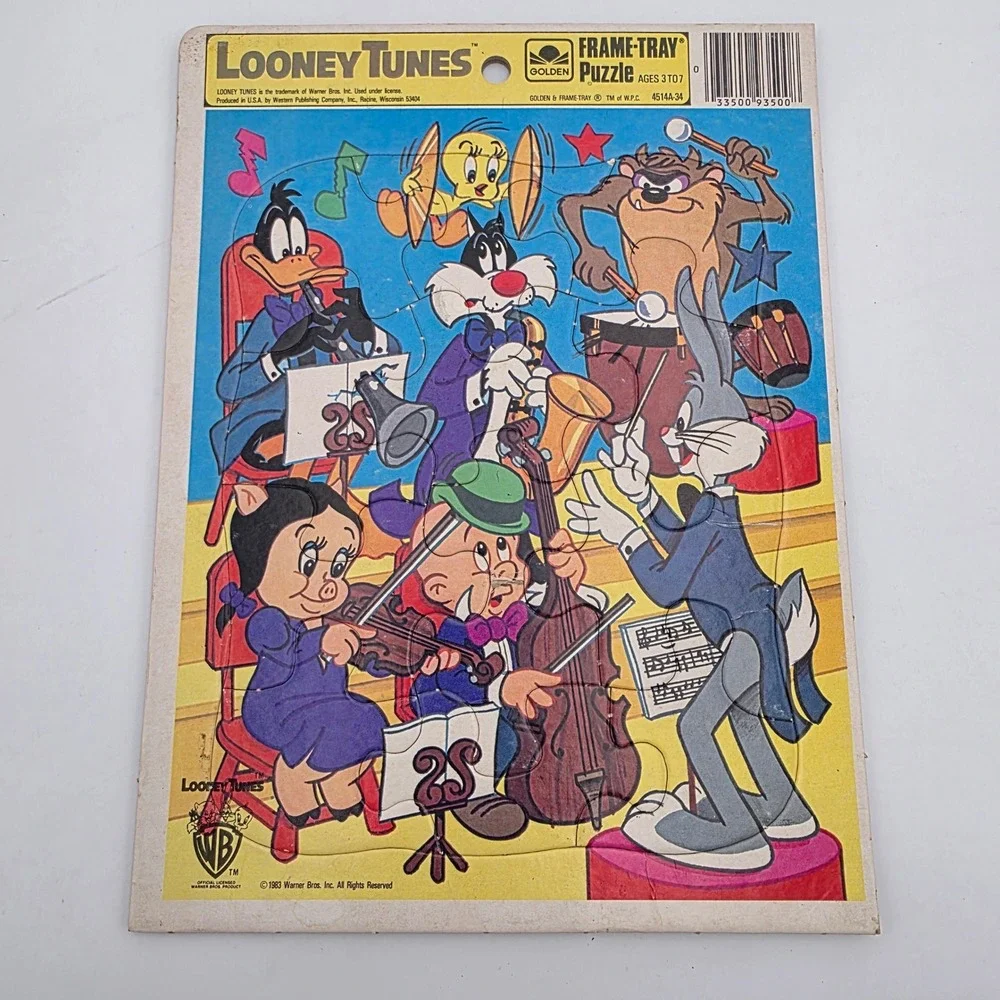 Vintage 1983 Looney Tunes Golden Frame-Tray Puzzle Bugs Bunny Orchestra 4514A-34